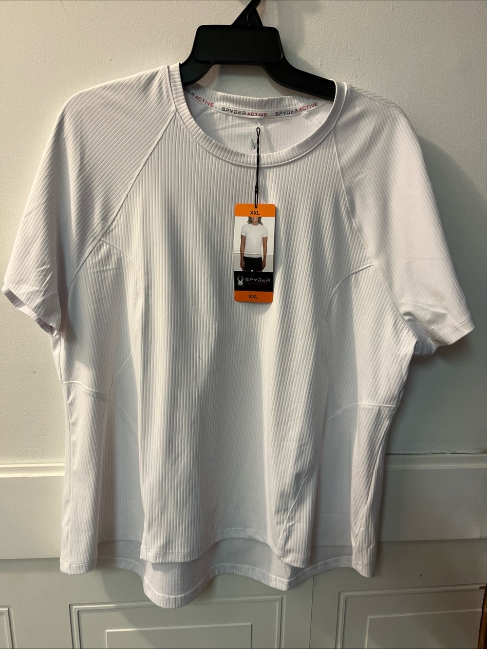 Spyder White Ribbed Performance Tee - XXL - Picture 3 of 10